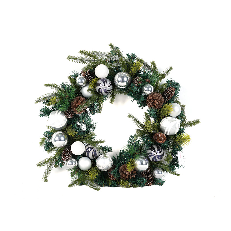 Pine Needles Pine Cones Light Balls Holiday Party Christmas Wreath Decoration