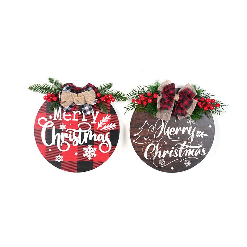 Christmas Wooden Decorations Red Berry Garland Home Door Hanging Ornaments