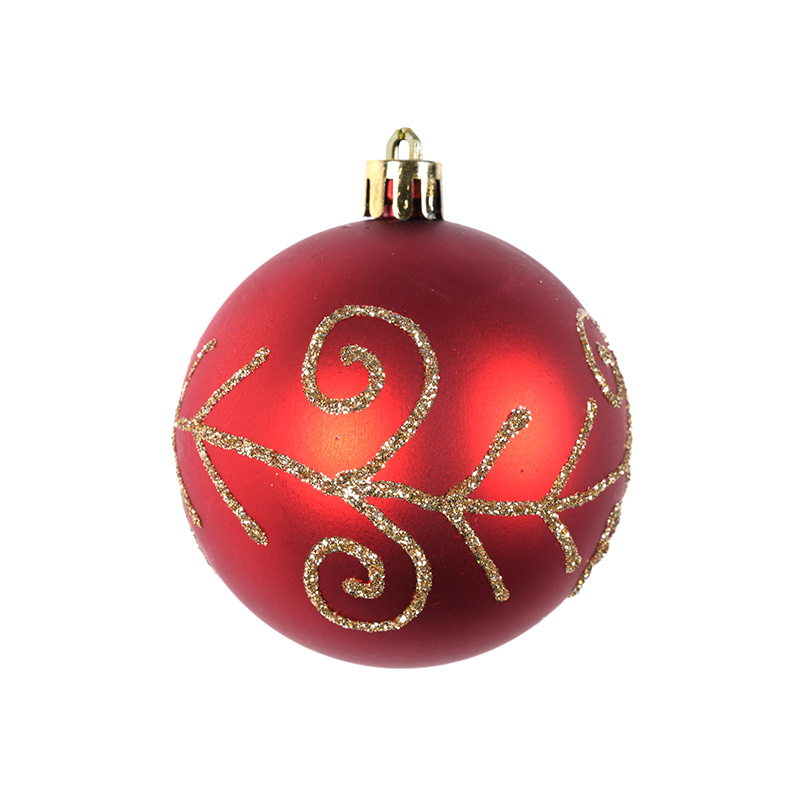 Red And Gold Glitter Electroplated Painted Christmas Ball Pendant