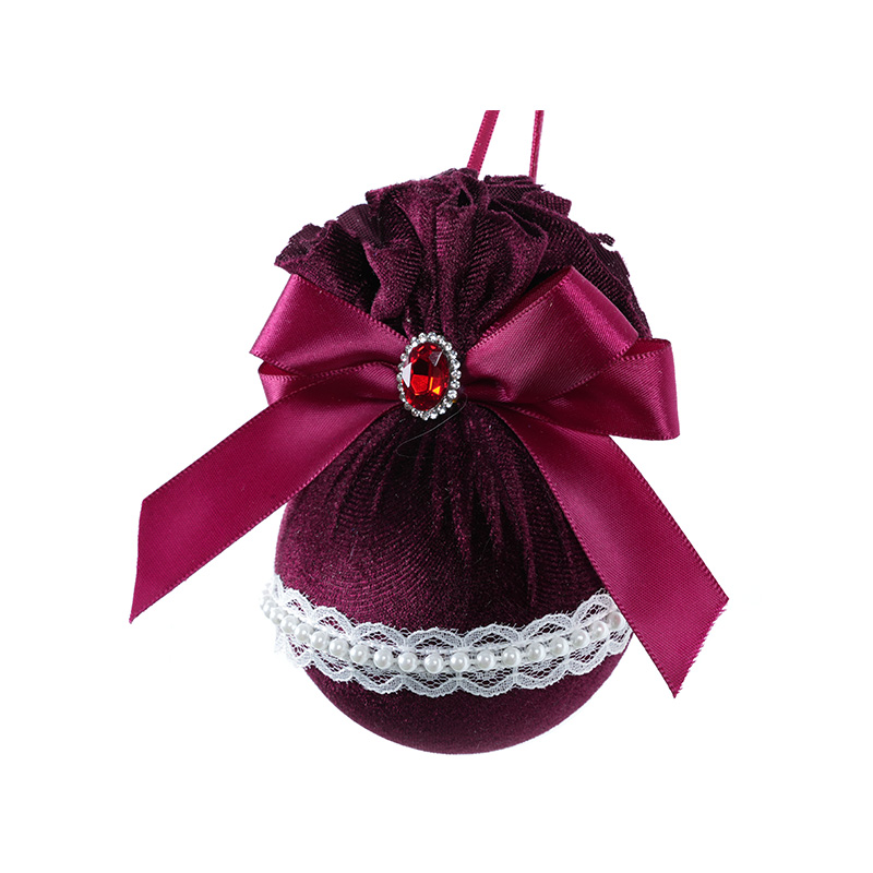 Velvet Cloth Ball Velvet Ball Ribbon Bow Christmas Decoration Pendant