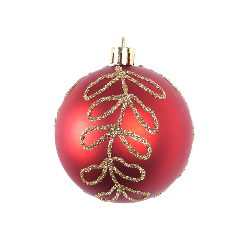 Red And Gold Glitter Electroplated Painted Christmas Ball Pendant