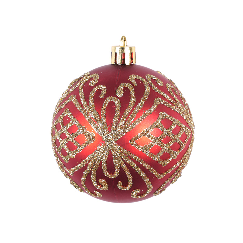 Red And Gold Glitter Electroplated Painted Christmas Ball Pendant