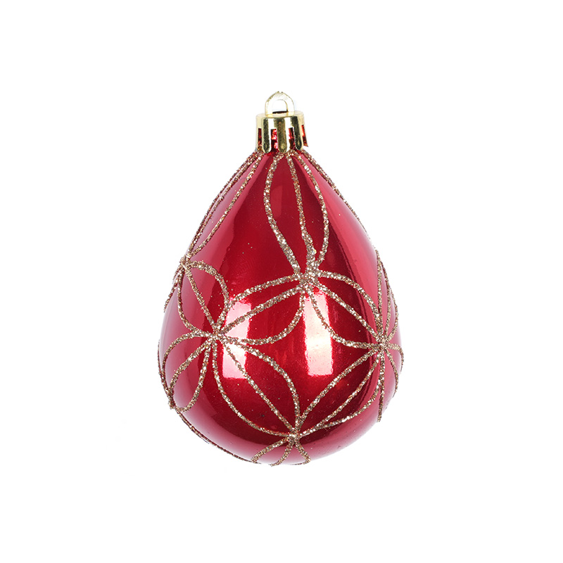 Red Glittering Water Drop Spherical Pendant Christmas Ornament