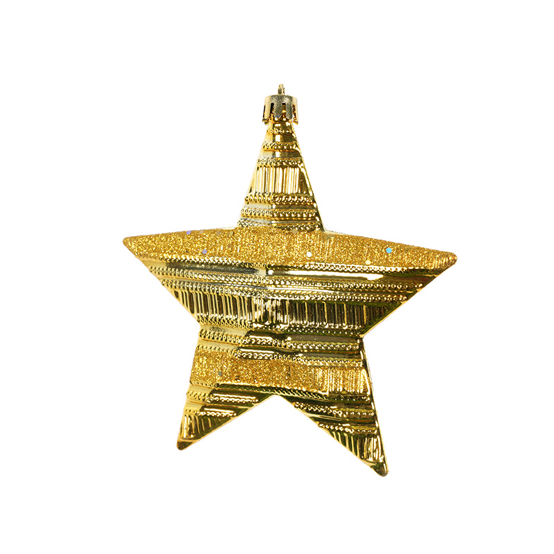 Gold Glitter Three-Dimensional Christmas Tree Top Decoration Five-Pointed Star